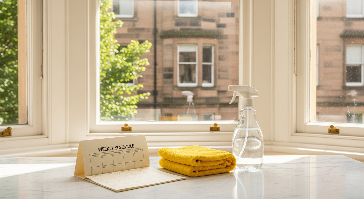 A weekly cleaning schedule home rota that fits around work
